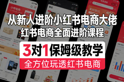 从新人进阶小红书电商大佬，红书电商全面进阶课程，3对1保姆级教学，全方位玩透红书电商-副业资源站