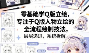 零基础学Q版立绘，专注于Q版人物立绘的全流程绘制技法，层层递进，系统拆解-副业资源站