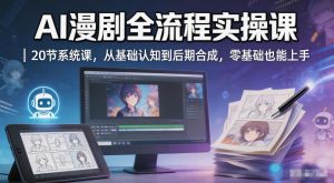 AI漫剧全流程实操课｜20节系统课，从基础认知到后期合成，零基础也能上手-副业资源站