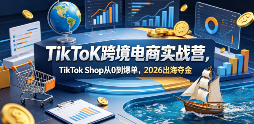 TikToK跨境电商实战营，TikTok Shop从0到爆单，2026出海夺金-副业资源站