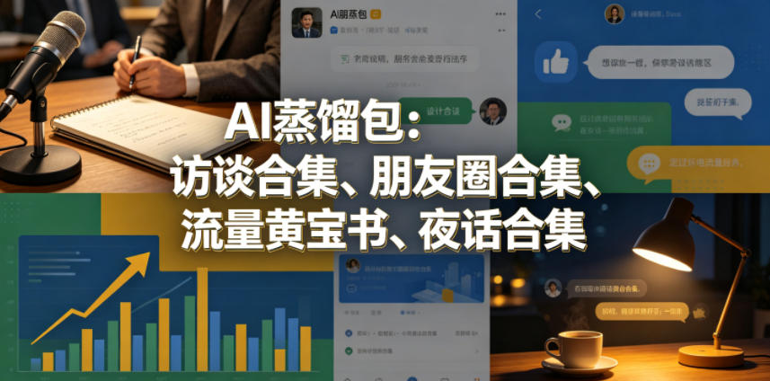 AI蒸馏包：访谈合集、朋友圈合集、流量黄宝书、夜话合集【文档】-副业资源站