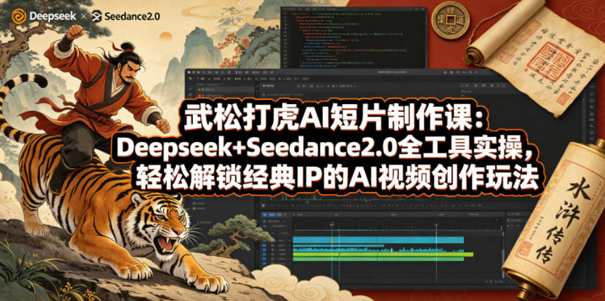 武松打虎AI短片制作课：Deepseek+Seedance2.0全工具实操，轻松解锁经典IP的AI视频创作玩法-副业资源站