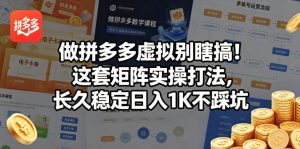 做拼多多虚拟别瞎搞！这套矩阵实操打法，长久稳定日入1K不踩坑【揭秘】-副业资源站