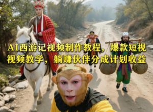AI西游记视频制作教程，爆款短视频教学，躺賺伙伴分成计划收益-副业资源站