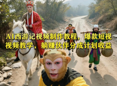 AI西游记视频制作教程，爆款短视频教学，躺賺伙伴分成计划收益-副业资源站
