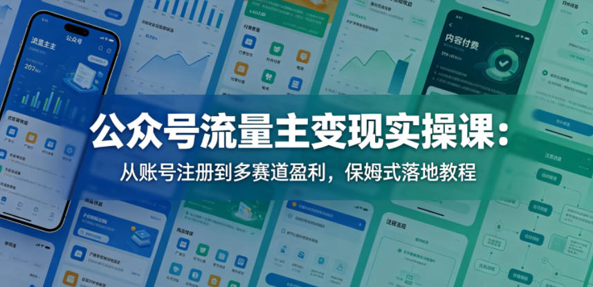 公众号流量主变现实操课：从账号注册到多赛道盈利，保姆式落地教程-副业资源站