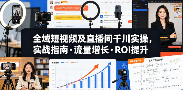 全域短视频及直播间千川实操，实战指南·流量增长·ROI提升-副业资源站