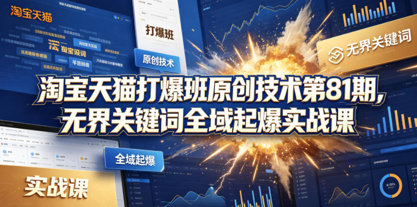 淘宝天猫打爆班原创技术第81期，无界关键词全域起爆实战课-副业资源站