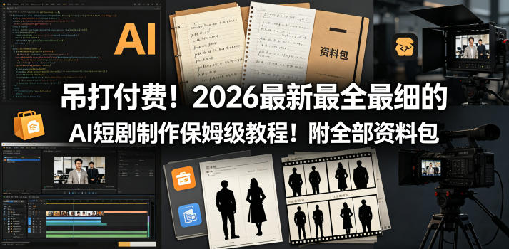 吊打付费！2026最新最全最细的AI短剧制作保姆级教程！附全部资料包-副业资源站