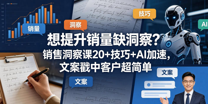 想提升销量缺洞察？销售洞察课20+技巧+AI加速，文案戳中客户超简单【原创双语字幕】-副业资源站