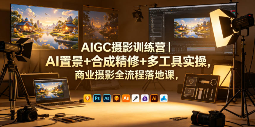 AIGC摄影训练营｜AI置景+合成精修+多工具实操，商业摄影全流程落地课-副业资源站
