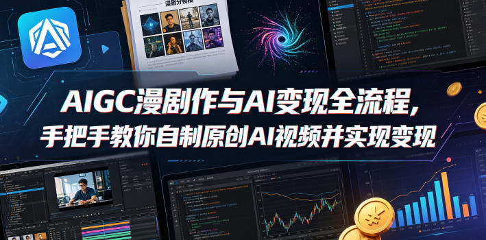 AIGC漫剧创作与AI变现全流程，手把手教你自制原创AI视频并实现变现-副业资源站