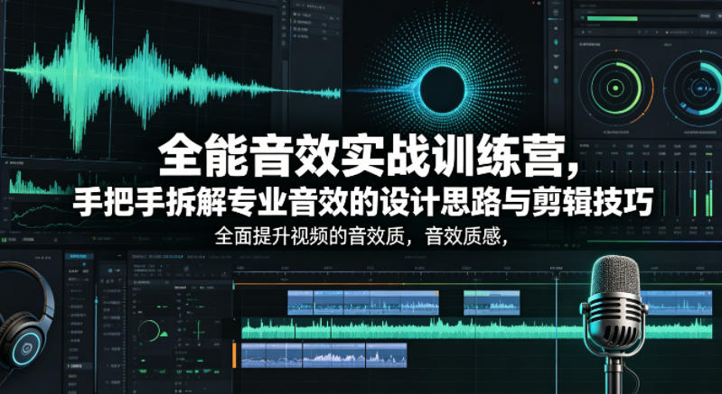 全能音效实战训练营，手把手拆解专业音效的设计思路与剪辑技巧，全面提升视频的音效质感-副业资源站