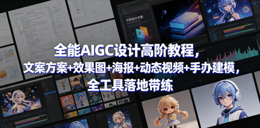 全能AIGC设计高阶教程，文案方案+效果图+海报+动态视频+手办建模，全工具落地带练-副业资源站