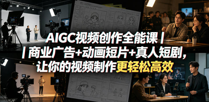 AIGC视频创作全能课｜商业广告+动画短片+真人短剧，让你的视频制作更轻松高效-副业资源站