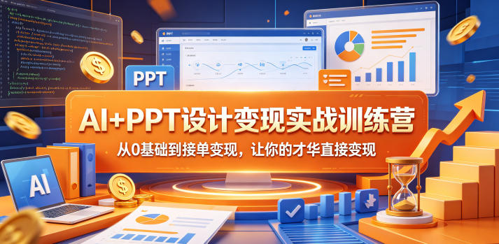AI+PPT设计变现实战训练营，从0基础到接单变现，让你的才华直接变现-副业资源站