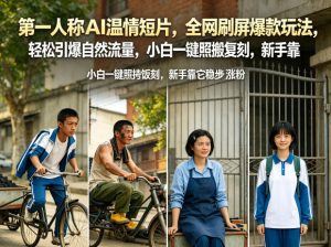 第一人称AI温情短片,全网刷屏爆款玩法,轻松引爆自然流量,小白一键照搬复刻,新手靠它稳步涨粉-副业资源站