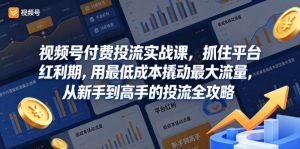 视频号付费投流实战课，抓住平台红利期，用最低成本撬动最大流量，从新手到高手的投流全攻略-副业资源站