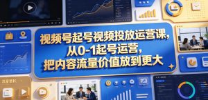 视频号起号视频投放运营课，从0-1起号运营，把内容流量价值放到更大-副业资源站