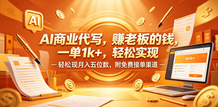 AI商业代写，賺老板的钱，一单1k+，轻松实现月入五位数，附免费接单渠道【揭秘】-副业资源站