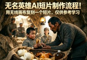 无名英雄AI短片制作流程！用无线画布复刻一个短片，仅供参考学习-副业资源站