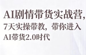 AI剧情带货实战营，7天实操带教，带你进入AI带货2.0时代-副业资源站
