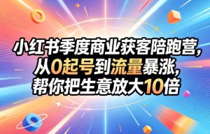 小红书季度商业获客陪跑营，从0起号到流量暴涨，帮你把生意放大10倍-副业资源站