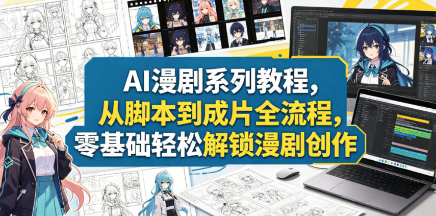 AI漫剧系列教程，从脚本到成片全流程，零基础轻松解锁漫剧创作-副业资源站