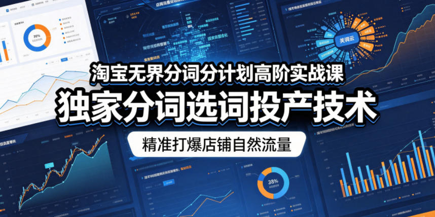 淘宝无界分词分计划高阶实战课，独家分词选词投产技术，精准打爆店铺自然流量-副业资源站