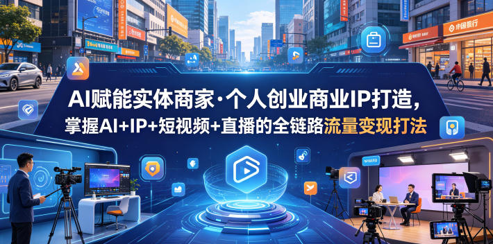 AI赋能实体商家·个人创业商业IP打造，掌握AI+IP+短视频+直播的全链路流量变现打法-副业资源站