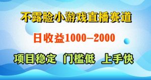 不露脸小游戏直播赛道，日收益500-1k+，可全自动AI玩，可脚本玩，可真人玩，项目稳定，上手快【揭秘】-副业资源站