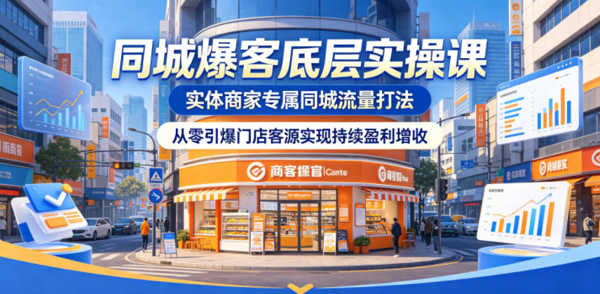同城爆客底层实操课，实体商家专属同城流量打法，从零引爆门店客源实现持续盈利增收-副业资源站