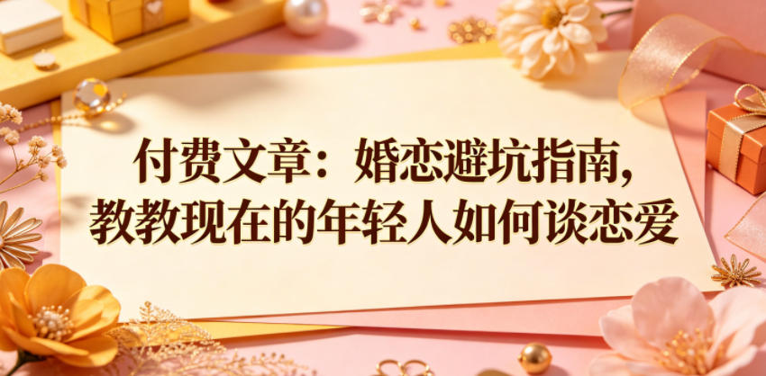 付费文章：婚恋避坑指南，教教现在的年轻人如何谈恋爱-副业资源站