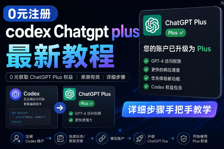 0元全自动注册codex gpt plus最新教程，0元获取GPT Plus权益，手把手详细教学-副业资源站