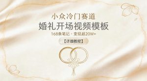 小众冷门赛道，婚礼开场视频模板，168条笔记，变现超20W+【详细教程】-副业资源站