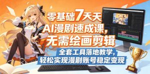 零基础7天AI漫剧速成课，无需绘画剪辑，全套工具落地教学，轻松实现漫剧账号稳定变现-副业资源站