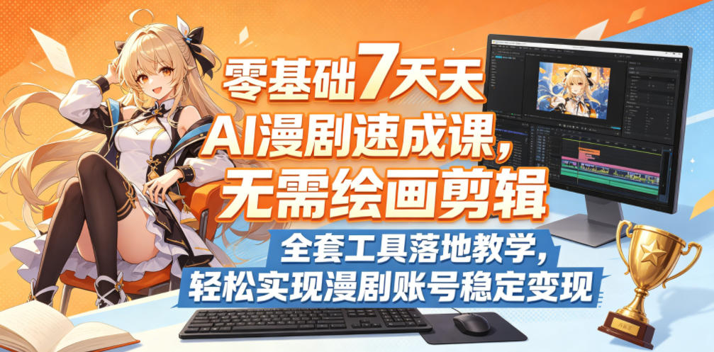 零基础7天AI漫剧速成课，无需绘画剪辑，全套工具落地教学，轻松实现漫剧账号稳定变现-副业资源站
