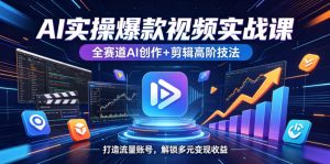 AI实操爆款视频实战课，全赛道AI创作+剪辑高阶技法，打造流量账号，解锁多元变现收益-副业资源站
