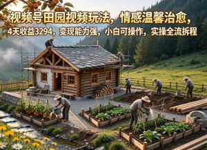 视频号田园视频玩法,情感温馨治愈,4天收益3294,变现能力强,小白可操作,实操全流程拆解-副业资源站