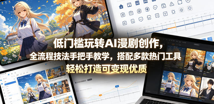 低门槛玩转AI漫剧创作，全流程技法手把手教学，搭配多款热门工具，轻松打造可变现优质作品-副业资源站