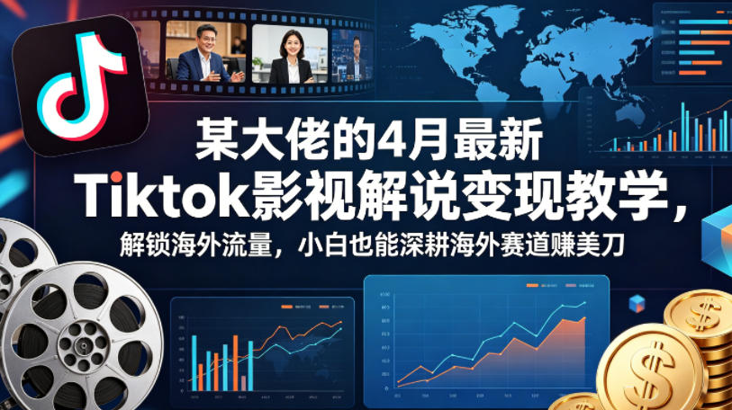 某大佬的4月最新Tiktok影视解说变现教学，解锁海外流量，小白也能深耕海外赛道賺美刀（更新）-副业资源站