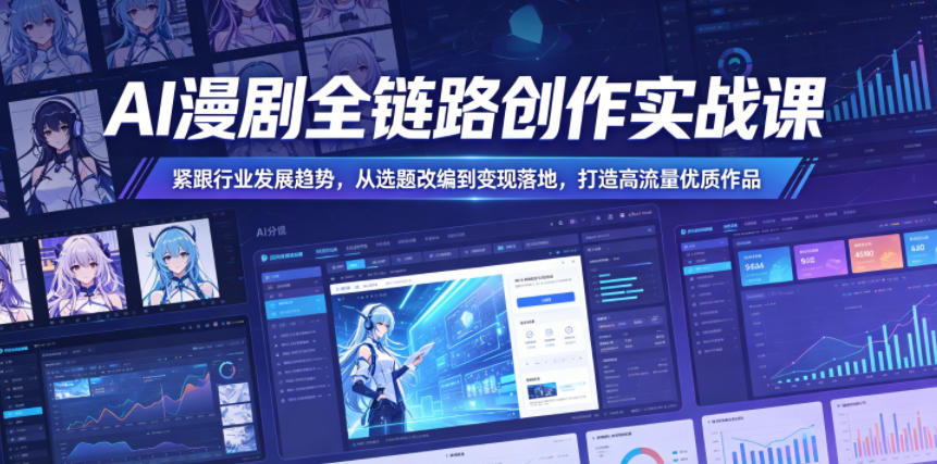 AI漫剧全链路创作实战课，紧跟行业发展趋势，从选题改编到变现落地，打造高流量优质作品-副业资源站