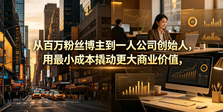 从百万粉丝博主到一人公司创始人，用最小成本撬动更大商业价值-副业资源站