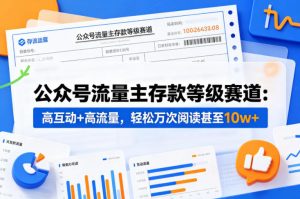 公众号流量主之存款等级赛道，高互动+高流量，轻松达到万次阅读，甚至10w+-副业资源站