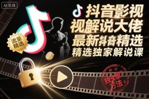 抖音影视解说大佬最新抖音进精选和独家方法，精选独家解说课（更新26年3月）-副业资源站