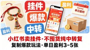 小红书卖挂件，不囤货纯中转复制爆款玩法，单日盈利3-5张-副业资源站
