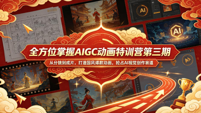 全方位掌握AIGC动画特训营第三期，从分镜到成片，打造国风爆款动画，抢占AI视觉创作赛道红利-副业资源站