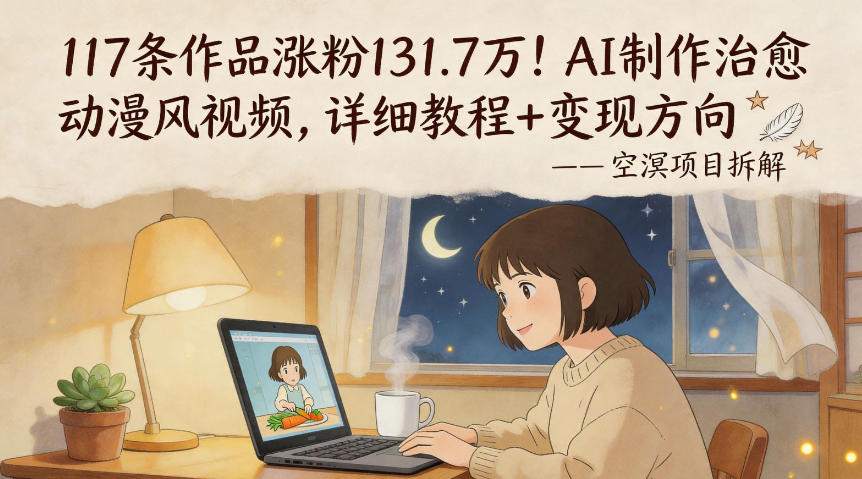 117条作品涨粉131.7W！AI制作治愈动漫风视频，详细教程+变现方向-副业资源站