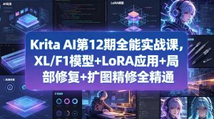 Krita AI第12期全能实战课，XL/F1模型+LoRA应用+局部修复+扩图精修全精通-副业资源站