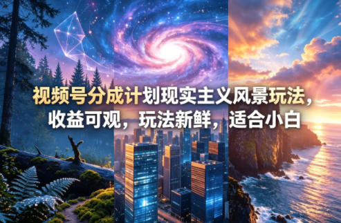 视频号分成计划现实主义风景玩法，收益可观，玩法新鲜，适合小白-副业资源站
